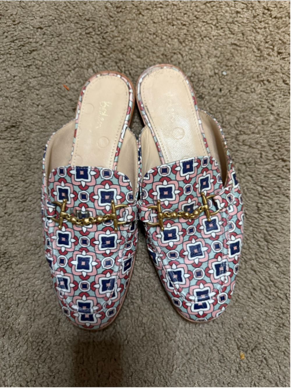 Women's Boden Mules Size 8.5 Multi-color Geometric Print Slip-on Shoes
